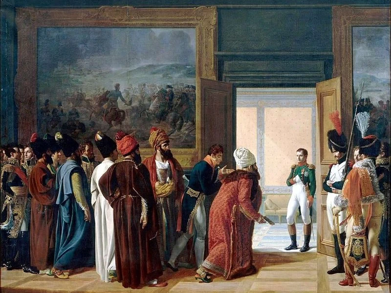 1769-François Henri Mulard - Napoleone riceve Reza Bey, ambasciatore di Persia, al castello di Finkenstein